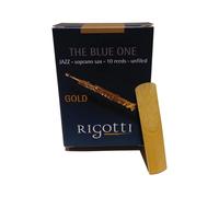 RIGOTTI Caja de 10 cañas para saxofón Soprano - Force 3 LIGHT - Gold JAZZ - The BLUE ONE - Calidad superior - De caña natural cultivada y seca al sol de Provenza en Francia