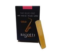 RIGOTTI Caja de 10 cañas para saxofón Tenor - Force 2 MEDIUM - Gold JAZZ -THE BLUE ONE - Calidad superior - De caña natural cultivada y seca al sol de Provenza en Francia