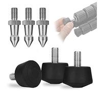 Rigych 6 puntas de pie de trípode de goma, rosca de 1/4"-20 antideslizantes con picos de trípode de acero inoxidable para suelo irregular, pieza de repuesto para picos de trípode monopié