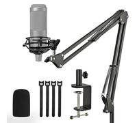 Rigych AT2020 - Soporte de brazo de brazo ajustable para micrófono con soporte de amortiguador, parabrisas de espuma y bridas para cables, para AT2020 AT2020USB AT2020USB+ AT2035