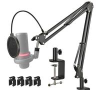 Rigych Duocast - Soporte de micrófono con filtro pop, soporte de micrófono ajustable para micrófono de condensador HyperX Duocast