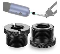 Rigych,Paquete de 2 adaptadores de rosca de tornillo, ranurados hembra de 3/8 pulgadas a macho de 5/8 pulgadas para soporte de micrófono Blue Yeti, Yeti Pro, Razer Seiren X, Razer Mini (Negro)