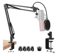 Rigych - Soporte para brazo de micrófono con filtro de pop, pluma de suspensión ajustable, carga máxima de 3 libras de condensador para grabar transmisión en vivo