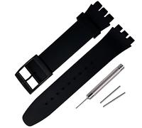 Rihahisy Correa de silicona de goma para reloj/Correa de reloj de repuesto para Swatch (19 mm, Jet Black)