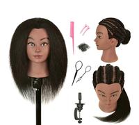 RIHANNAHAIR 100% cabello humano maniquí cabeza maniquí cosmetología maquillaje muñeca manicana cabezas con soporte para exhibición práctica trenzado entrenamiento coloración blanqueamiento teñido Curling corte
