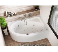 Bañera rinconera RIHO Lyra, versión izquierda, con sistema Bliss, empotrada, 2 plazas, blanca, B018005005, Versión: 170x110x46,5cm, capacidad útil: 200 litros