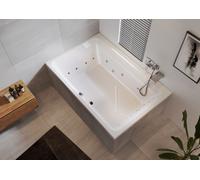 RIHO Castello bañeras rectangulares, con sistema de flujo, 2 plazas, 180x120x51cm, 335 litros, blanco, B064016005, Versión: Versión izquierda