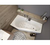 RIHO Delta bañeras de esquina, con sistema de aire, versión derecha, 1 plaza, blanco, B066003005, Versión: 150x80x48cm, capacidad útil: 110 litros