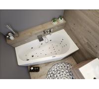 RIHO Delta bañeras de esquina, versión izquierda, con sistema Joy, 1 plaza, blanco, B069006005, Versión: 160x80x48cm, capacidad útil: 130 litros