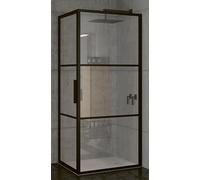 Riho Grid cabina de ducha 80x80 cm cuadrada negro mate/vidrio con patrón G004007121