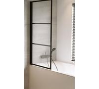 Riho Grid mampara de bañera 80 cm una pieza negro mate/vidrio transparente G004046121