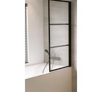 Riho Grid mampara de bañera 80 cm una pieza negro mate/vidrio transparente G004047121