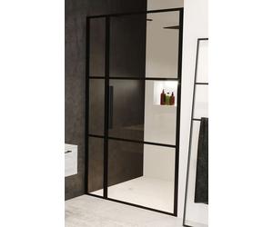 Riho Grid puerta de ducha 130 cm oscilante negro mate/vidrio con patrón G004006121