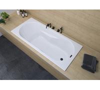 RIHO Lazy bañeras rectangulares, empotradas, 1 plaza, borde estrecho, blanco brillante, B081001005, Versión: 180x80x47cm, rebosadero en el centro
