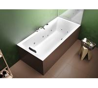 RIHO Lugo bañeras rectangulares, versión derecha, con sistema de flujo, empotrada, 2 plazas, blanco, B136009005, Versión: 190x90x47,5cm, capacidad útil: 290 litros