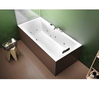 RIHO Lugo bañeras rectangulares, versión izquierda, con sistema de flujo, empotrada, 2 plazas, blanco, B137010005, Versión: 200x90x47,5cm, capacidad útil: 310 litros