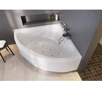 RIHO Neo bañeras de esquina, versión izquierda, con sistema de aire, empotrada, 2 plazas, blanco, B076005005, Versión: 140x140x47,5, capacidad útil: 235 litros
