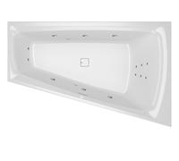 RIHO Still Smart bañeras de esquina, con sistema de flujo, empotrada, 170x110x50cm, 240 litros, 2 plazas, blanco brillante, B102007005, Versión: Versión izquierda, almohada+luz derecha