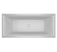 RIHO Still añera rectangular cuadrada, con caja Riho, empotrada, con desagüe/desbordamiento, de 2 plazas, blanca, B100032005, Versión: 170x75x50cm, sin almohada/luz