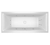 RIHO Still Square bañeras rectangulares, con caída Riho, versión derecha, con sistema de flujo, empotrada, con juego de desagüe y rebosadero, 2 plazas, blanco, B099052005, Versión: 180x80x50cm, almoha