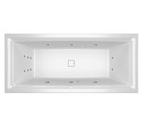 RIHO Still Square bañeras rectangulares, versión derecha, con sistema de flujo, empotrada, con juego de desagüe y rebosadero, 2 plazas, blanco, B099018005, Versión: 180x80x50cm, sin almohada/luz