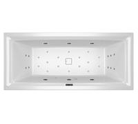 RIHO Still Square bañeras rectangulares, versión izquierda, con sistema Bliss, empotrada, con juego de desagüe y rebosadero, 2 plazas, blanco, B099017005, Versión: 180x80x50cm, almohada+luz derecha/iz