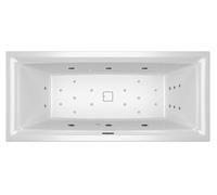 RIHO Still Square bañeras rectangulares, versión izquierda, con sistema Joy, empotrada, con juego de desagüe y rebosadero, 2 plazas, blanco, B099029005, Versión: 180x80x50cm, almohada+luz derecha/izqu