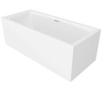 RIHO Still añera rectangular cuadrada, variante PlugPlay, con desagüe/desbordamiento, 2 plazas, blanca, B100030005, Versión: 170x75x62cm, derecha