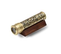 RII Caleidoscopio de latón grabado hecho a mano explora el color infinito con cuentas de cristal de lámpara, soporte de exhibición de madera, cámara de objetos secos, un regalo único y una nueva