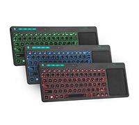 Rii K18 Plus - Teclado inalámbrico Recargable con iluminación Tricolor, diseño Ultra Delgado, para computadoras de Escritorio y televisores Inteligentes - ES Layout