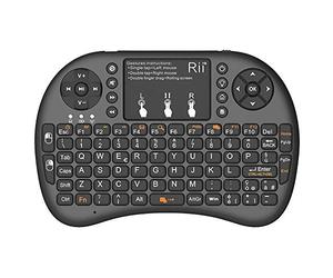 Rii Mini i8+ - Mini teclado inalámbrico (disposición de teclas italiana), retroiluminado, con panel táctil para smart TV, mini PC, HTPC, consola y ordenador. i8+ Wireless (NERO)