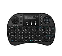 Rii Mini i8+ - Miniteclado francés(AZERTY), inalámbrico, retroiluminado, ergonómico, inalámbrico, con panel táctil, para Smart TV, Mini PC, HTPC, consola, ordenador, color negro