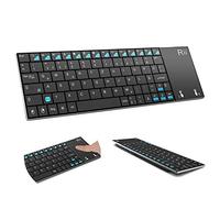 Rii Mini K12 Cubierta de acero inoxidable teclado inalámbrico con Touchpad integrado gran tamaño y recargable Li-ion batería para PC, portátil, Raspberry Pi 2, Smart TV, IPTV, Android Box (negro, US Layout)