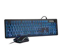 Rii RK105 Teclado Ratón RGB Cableado Distribución Española para Gaming PC | Conexión USB, Retroiluminación RGB, Diseño ergonómico, Plug & Play, para PC y portátil, Distribución QWERTY Española