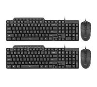 Rii RK203 - Juego de teclado y ratón con cable, tamaño completo ultra delgado, USB básico, con cable, teclado y mouse con almohadilla para números para computadora, portátil, PC, portátil, ventanas