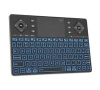 Rii Teclado Bluetooth K16 con panel táctil, recargable con retroiluminación RGB, teclado compacto multimedia para Android TV, proyector, HTPC, Smart TV, tablet, iPad, PC, portátil