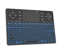 Rii Teclado Inalámbrico K16+, Teclado Bluetooth con Panel Táctil, Teclado Recargable con Retroiluminación RGB, Teclado Multimedia Compacto para Android TV, Proyector, HTPC, Smart TV, Tablet, iPad, PC