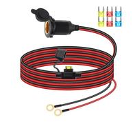 RIIEYOCA 12V/24V Enchufe del encendedor de cigarrillos Cable de extensión, rosca fija del encendedor de cigarrillos del coche hembra a O Ring Terminal de cable con tapa y 20A fusible.(3M)