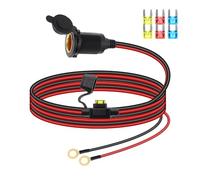 RIIEYOCA 12V/24V Enchufe del encendedor de cigarrillos Cable de extensión, rosca fija del encendedor de cigarrillos del coche hembra a O Ring Terminal de cable con tapa y 20A fusible.(2M)