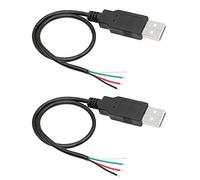 RIIEYOCA 2Pcs USB 2.0 Male Plug 4pin Bare Wire,USB Power Data Cable DIY Pigtail Cable for USB Equipment Installed or DIY Replace Repair