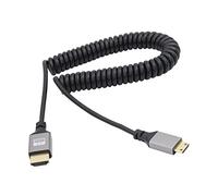 RIIEYOCA 4K Mini HDMI a HDMI Cable en espiral, Mini HDMI macho a HDMI macho Cable de resorte retráctil Soporte 3D y 4K, 1080p, para computadora portátil, proyector, TV, monitor(1 m / 3.28 pies)