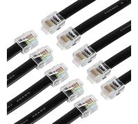 RIIEYOCA 50cm Cable RJ12 Recto 6P6C Macho a Macho Cable Telefónico Plano,Compatible con Datos y Voz(Negro,10Pack)