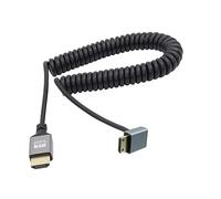 RIIEYOCA 90 Degree Mini HDMI Male to HDMI Male Coiled Cable (down angle)