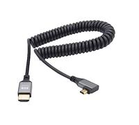 RIIEYOCA 90 grados ángulo izquierdo UHD 4K Micro HDTV macho a HDTV macho 18Gbps de alta velocidad 2.0 cable en espiral Extender Soporta 4K @ 60Hz, 1080p, ARC, 3D, extensible a 1M/3.3FT