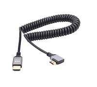 RIIEYOCA 90 grados ángulo izquierdo UHD 4K Mini HDMI Macho a HDMI Macho 18Gbps de alta velocidad 2.0 cable en espiral Extender Soporta 4K @ 60Hz, 1080p, ARC, 3D, extensible a 1M/3.3FT