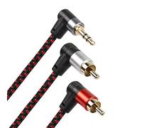 RIIEYOCA 90 grados ángulo recto de 3,5 mm a 2 RCA Cable 6FT,2RCA macho a 3,5 mm TRS macho estéreo Y Splitter Adaptador para Smartphone, altavoz, MP3, Tablet y más
