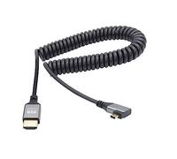 RIIEYOCA 90 grados ángulo recto UHD 4K Micro HDTV macho a HDTV macho 18Gbps de alta velocidad 2.0 cable en espiral Extender Soporta 4K @ 60Hz, 1080p, ARC, 3D, extensible a 1M / 3.3FT