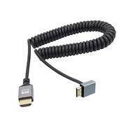 RIIEYOCA 90 grados de ángulo ascendente UHD 4K Mini HDMI Macho a HDMI Macho 18Gbps de alta velocidad 2.0 cable en espiral Extender Soporta 4K @ 60Hz, 1080p, ARC, 3D, extensible a 1.5M/5FT