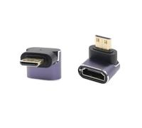 RIIEYOCA 90 grados de ángulo hacia abajo, 8K mini HDMI a HDMI adaptador, 48 Gbps de alta velocidad 2.1 Extender Mini HDMI Enchufe a HDMI Conector HDMI, adaptador 8K 4K con luces LED para computadora