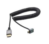 RIIEYOCA 90 grados de ángulo hacia abajo UHD 4K Micro HDTV macho a HDTV macho 18Gbps de alta velocidad 2.0 cable en espiral Extender Soporta 4K @ 60Hz, 1080p, ARC, 3D, extensible a 1.5M/5FT